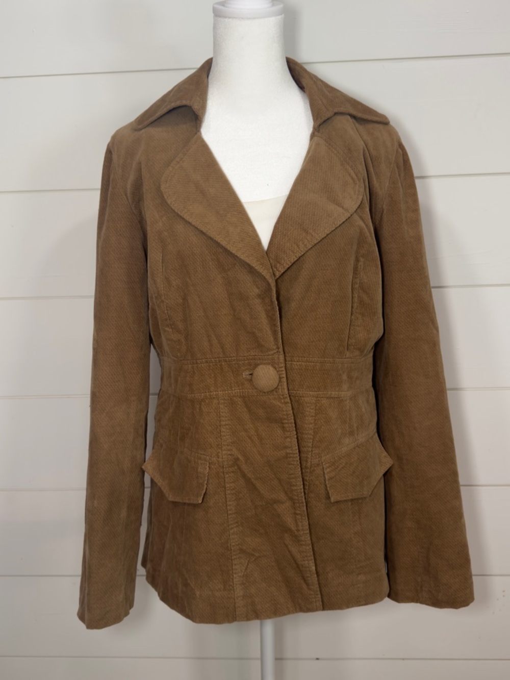 Willi Smith Medium Camel/Tan Single-Button Blazer with Paisley Lining